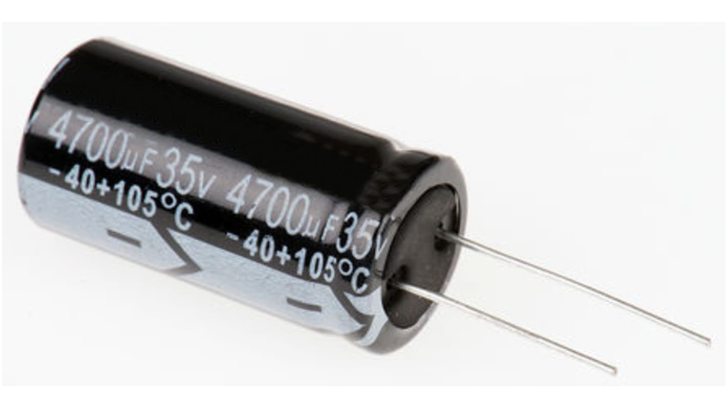 RS PRO, THT Aluminium-Elektrolyt Kondensator 4700μF ±20% / 35V dc, Ø 18mm x 36mm x 36mm, bis 105°C