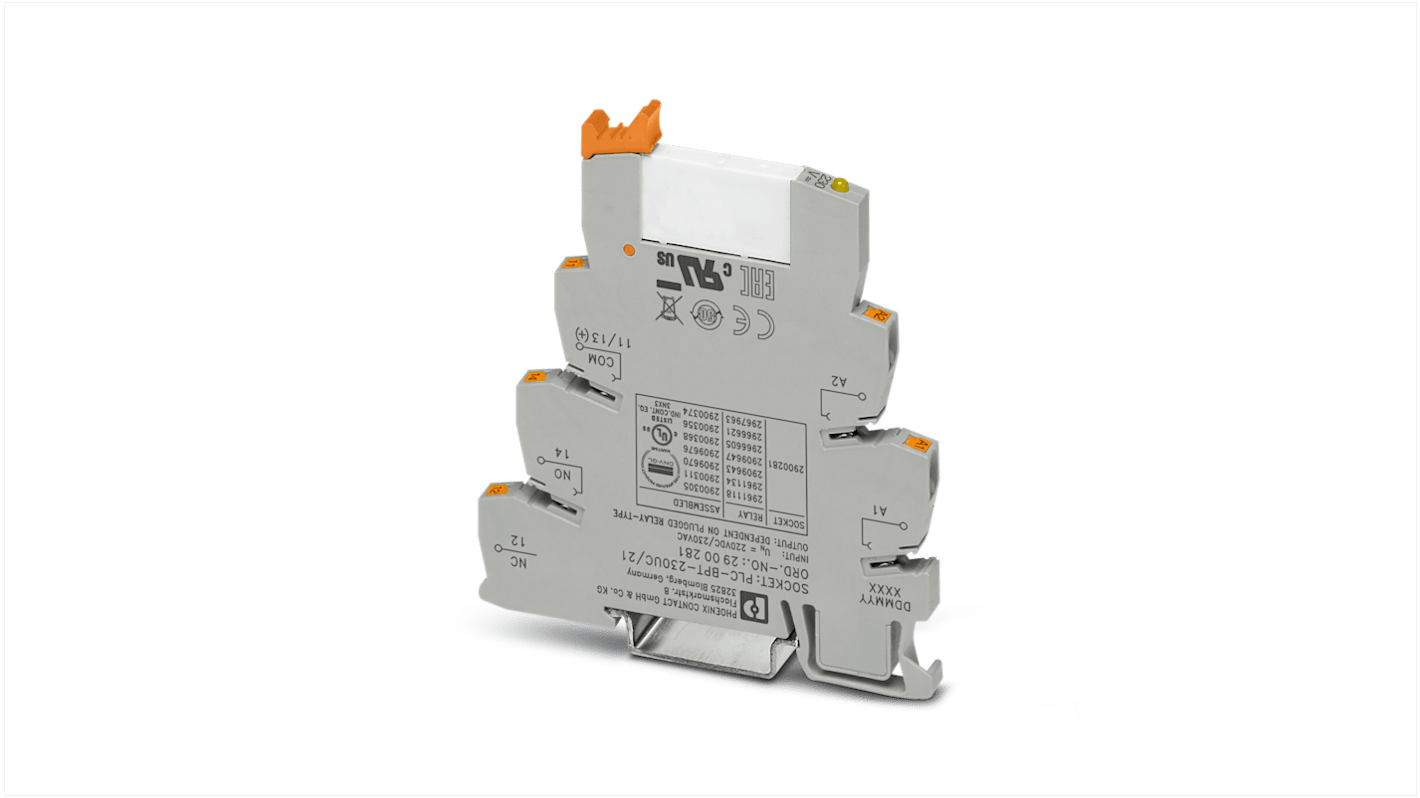Relé modular Phoenix Contact PLC-RPT-230UC/21AU, SPDT, 230V ac/dc, para carril DIN