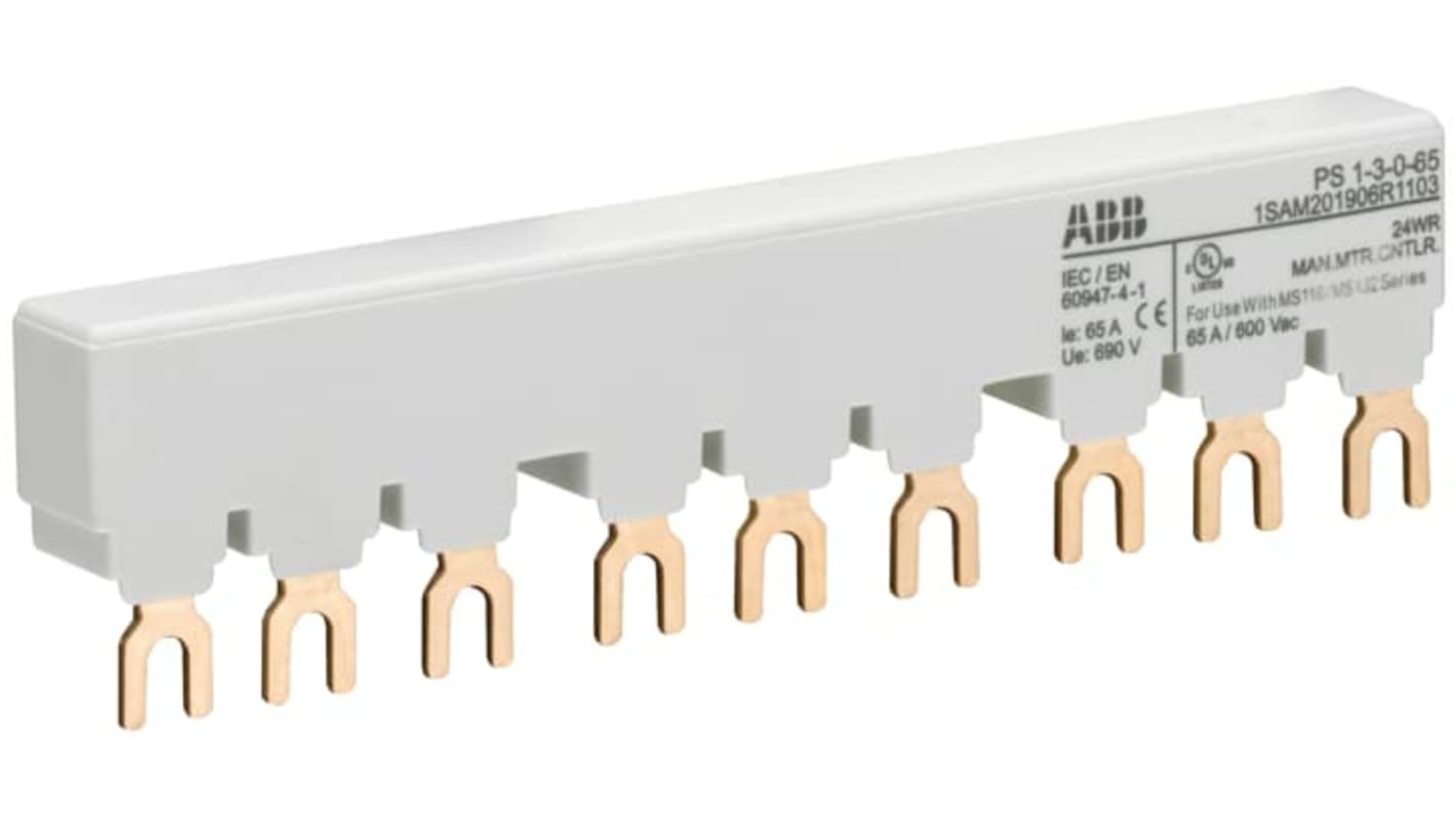 ABB PS1 Sammelschiene, 3 -phasig, 690V ac 65A, 17.5mm Raster, PS1 Reihe