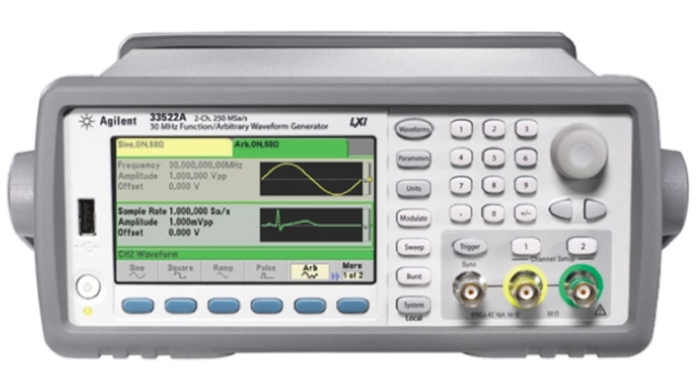 Generator funkcyjny Keysight Technologies częst. sinus: 30MHz amplituda: 10V Pk-Pk impedancja: 50Ω