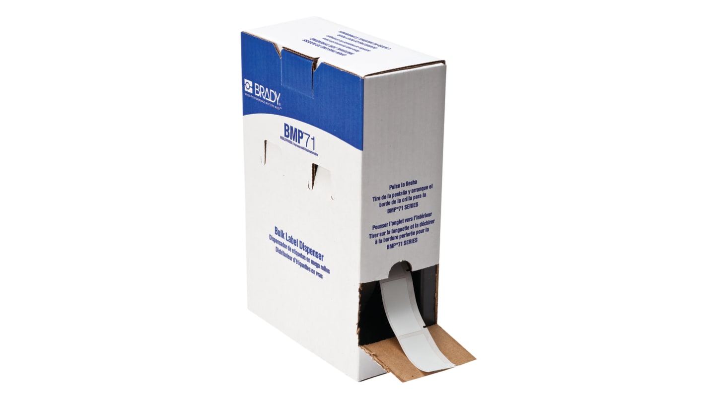 Brady B-427 Self-laminating Vinyl Transparent/White Cable Labels, 25.4mm Width, 63.5mm Height