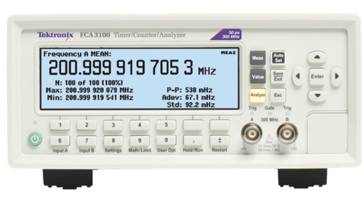 Contador de frecuencia Tektronix FCA3100, máx. 300MHZ, mín 0,001 Hz, resolución 12 Dígito, 1:10 FCA3100, Calibrado UKAS