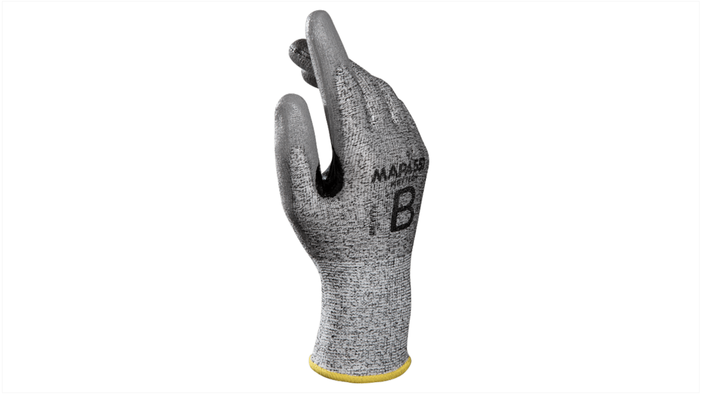 Mapa Spontex Krytech 557 Grey HPPE Cut Resistant Work Gloves, Size 8, Medium, Polyurethane Coating