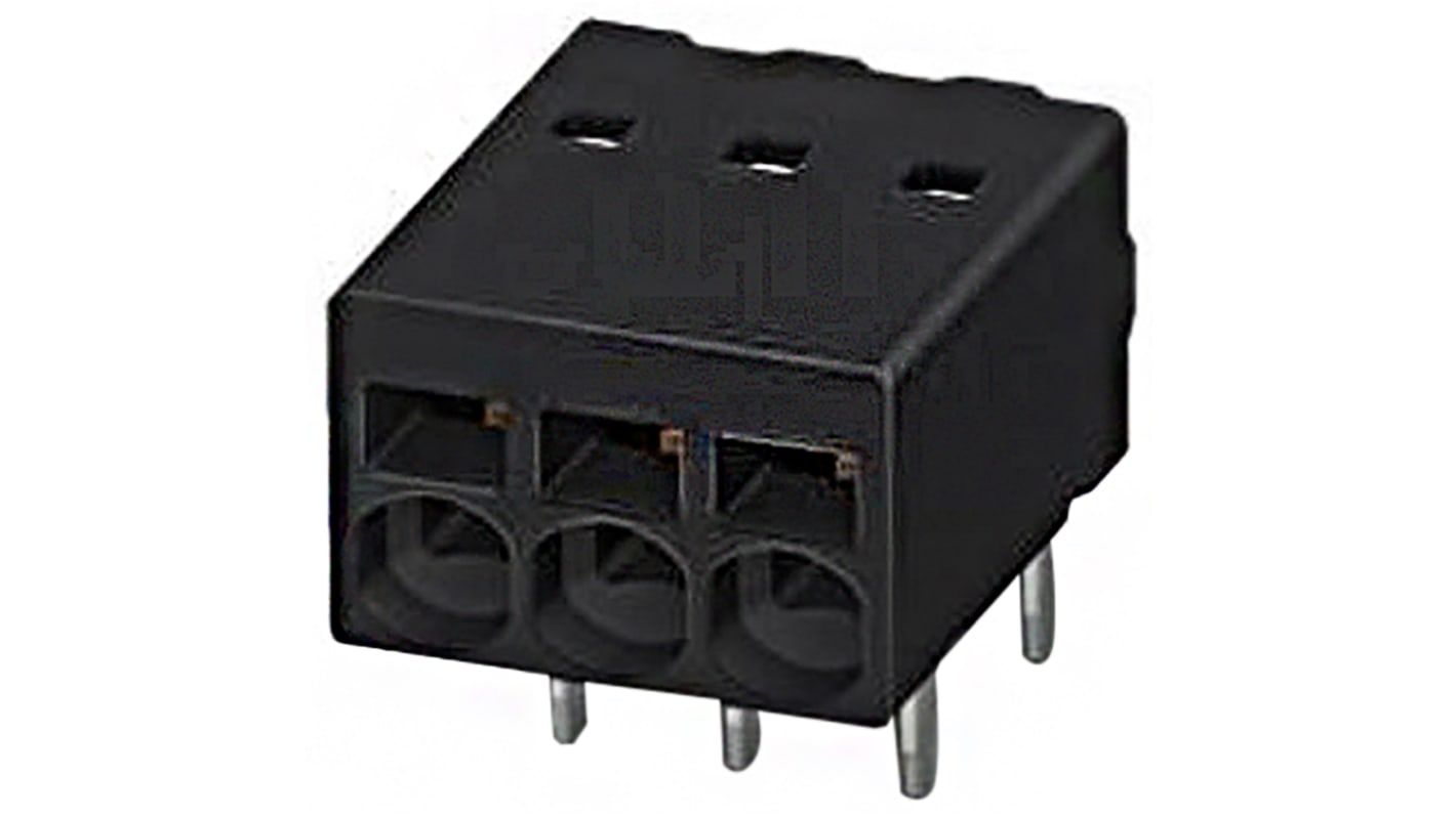 Phoenix Contact PTSM 0.5/ 2-2.5-H THR R24 Series PCB Terminal Block, 2-Contact, 2.5mm Pitch, Through Hole Mount, 1-Row,