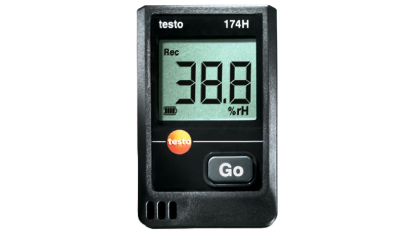 Testo 2-Kanal Feuchtigkeit, Temperatur Datenlogger, -20°C → +70°C / 100%RH, Sensor kapazitiv, NTC, ISO-kalibriert