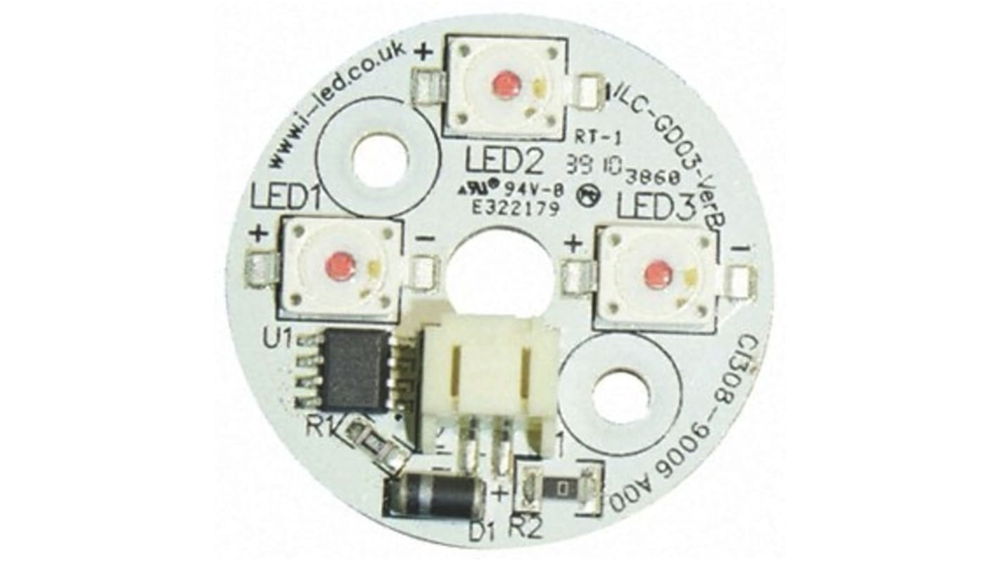 ILS, Rundes LED-Array Rot, 3-LEDs, Ø 33mm 213 lm-Typ 3mm Aluminium