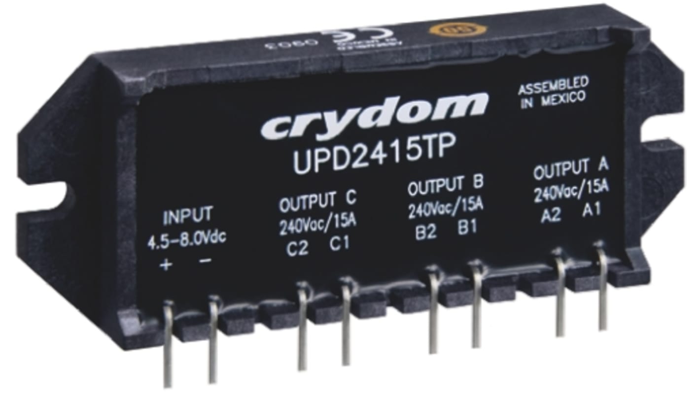 Relé de estado sólido Sensata Crydom, control 4.5 → 8 V dc, carga 24 → 280Vrms, 15 A rms máx., montaje en