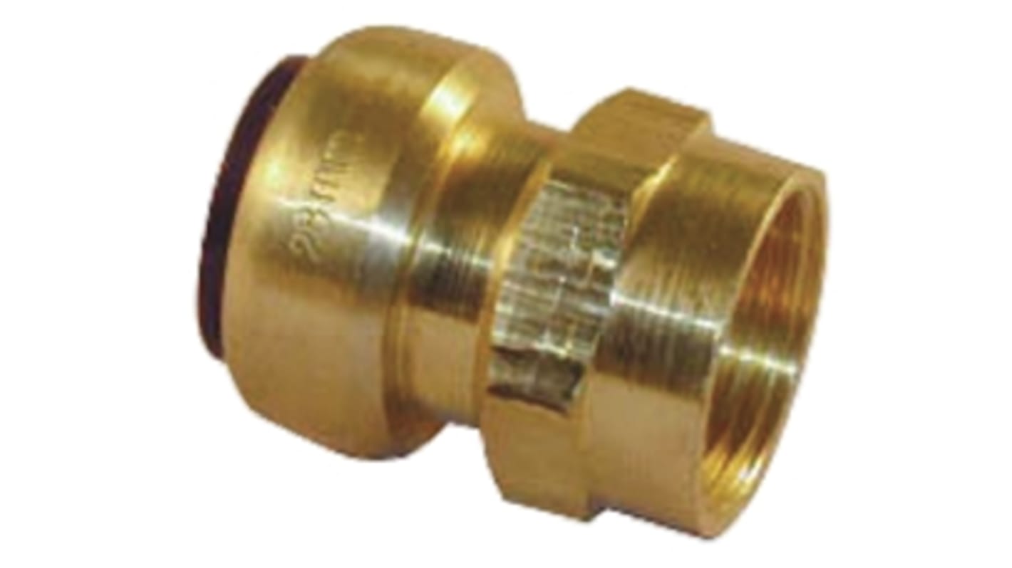 Pegler Yorkshire Brass Pipe Fitting, Straight Push Fit Coupler, Female G 1/2in to Female 15mm