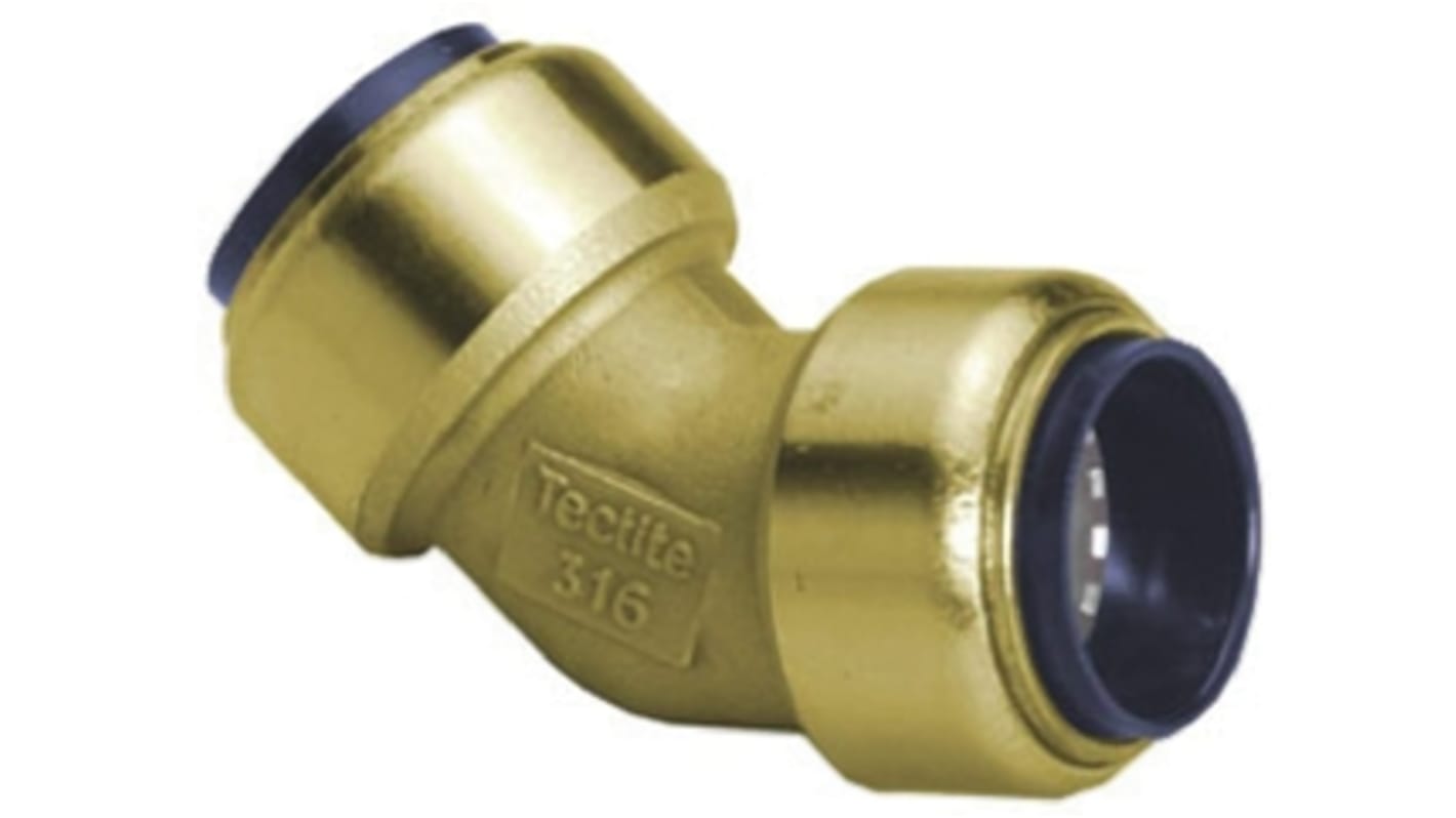 Pegler Yorkshire Brass Pipe Fitting, Obtuse Push Fit Elbow, Female to Female 15mm