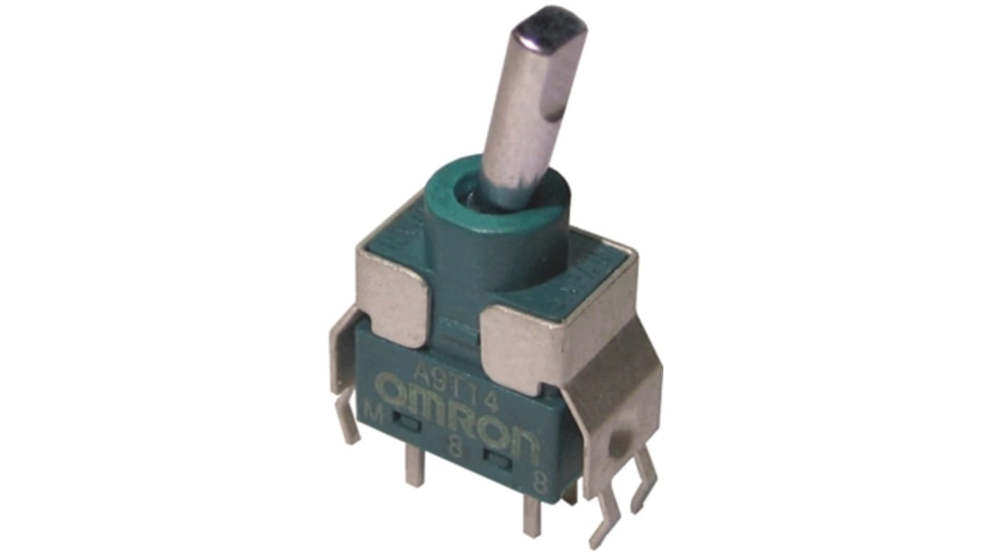 Omron Toggle Switch, PCB Mount, (On)-Off-On, SPDT, Through Hole Terminal