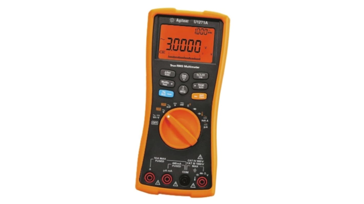 Keysight U1271A Hand LCD Digital-Multimeter, CAT III, CAT IV 1000V ac / 10A ac, 100MΩ, DKD/DAkkS-kalibriert