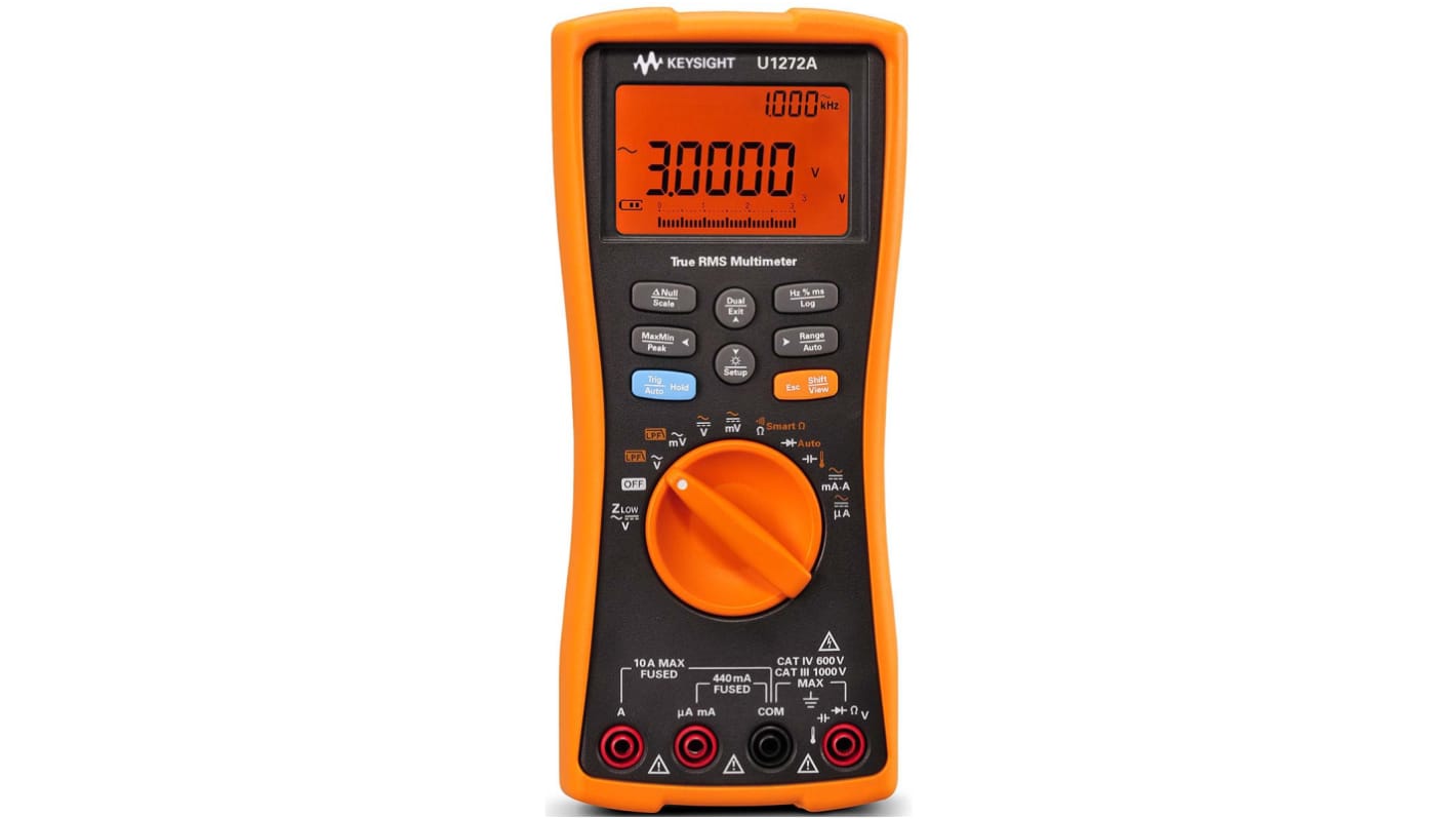 Keysight Technologies U1272A Handheld Digital Multimeter, True RMS, 10A ac Max, 10A dc Max, 1000V ac Max - RS Calibrated