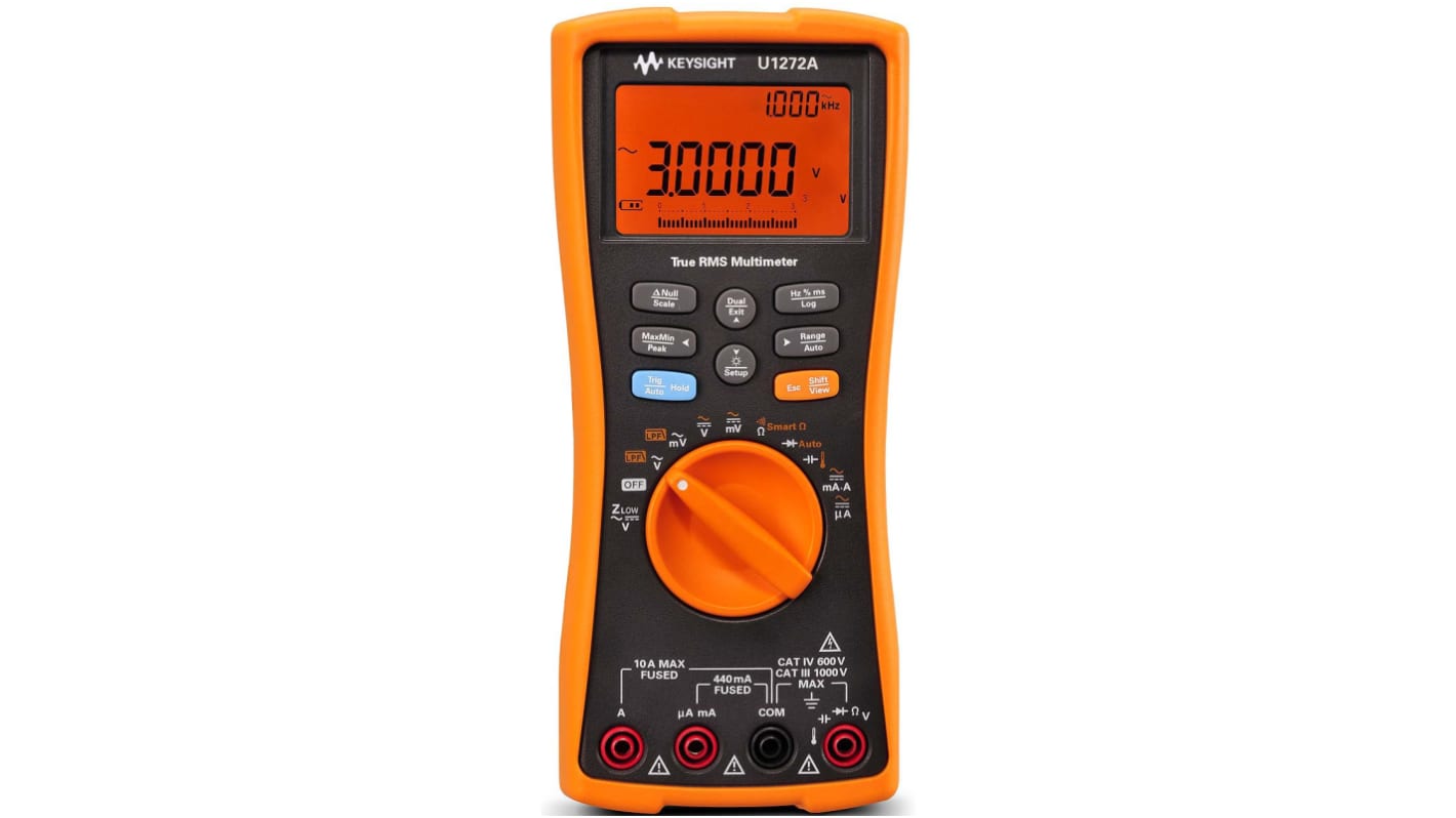 Keysight Technologies U1272A Handheld Digital Multimeter, True RMS, 10A ac Max, 10A dc Max, 1000V ac Max - UKAS