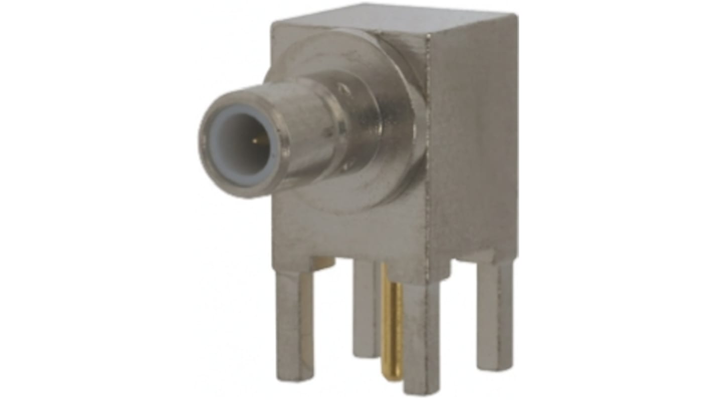 TE Connectivity, jack Through Hole SMB Connector, 50Ω, Solder Termination, Right Angle Body