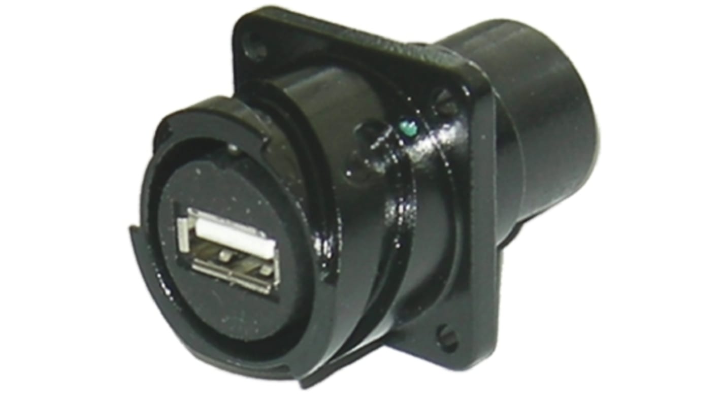 Glenair Straight, Panel Mount, Socket Type A USB Connector