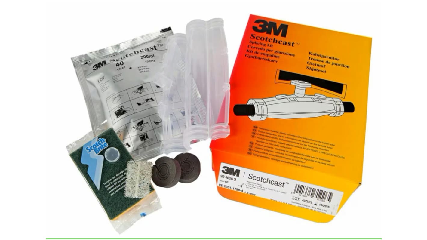 Kit de réparation de câbles 3M 92-NBA, taille câble 4 x 1.5 → 4mm², avec 4, 5 conducteurs , 148 x 65mm