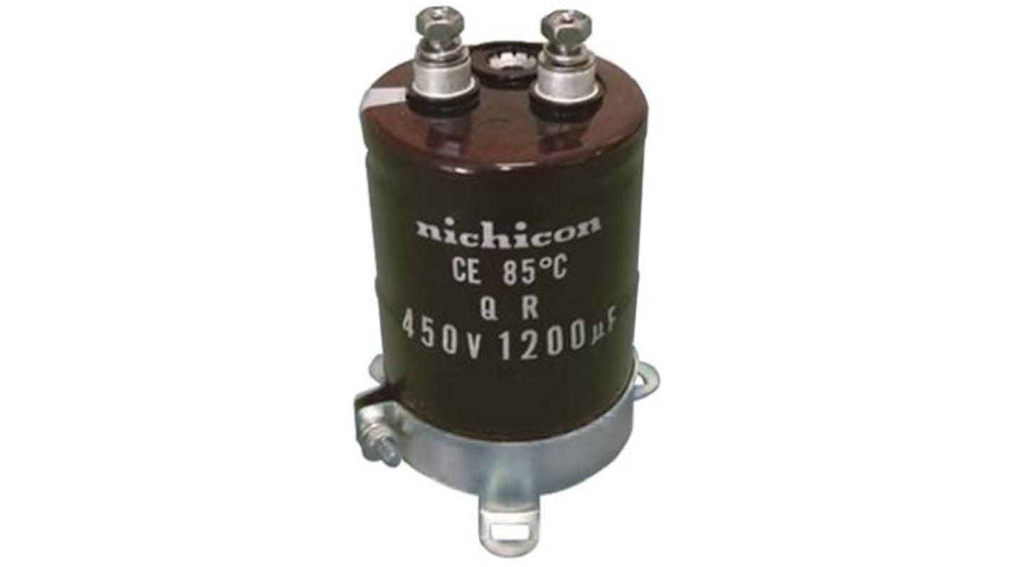 Condensador electrolítico Nichicon serie QR, 1500μF, ±20%, 400V dc, mont. roscado, 51 (Dia.) x 80mm