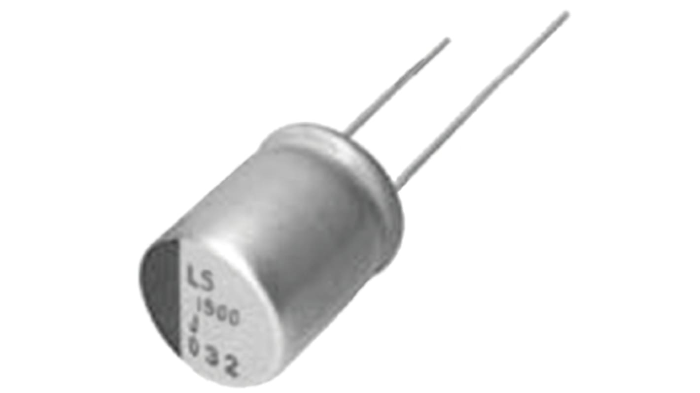 Condensador de polímero Nichicon LS, 470μF ±20%, 16V dc, Montaje en orificio pasante, paso 5mm, dim. 10 (Dia) x 13mm