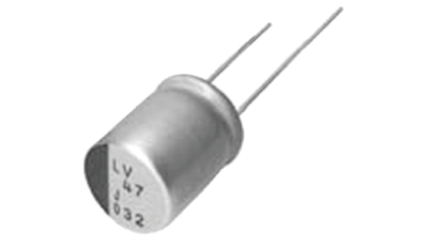 Nichicon 47μF Through Hole Polymer Capacitor, 50V dc