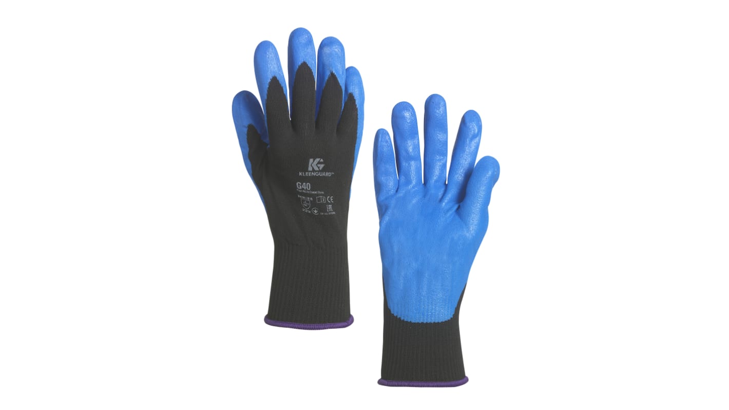 Kimberly Clark Jackson Safety Blue Nylon General Purpose Work Gloves, Size 8, Nitrile Foam Coating