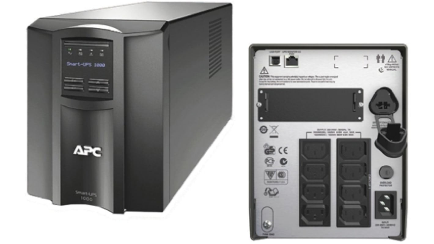 APC 160 → 285V Input Stand Alone Uninterruptible Power Supply, 1000VA (670W), Smart-UPS SMT