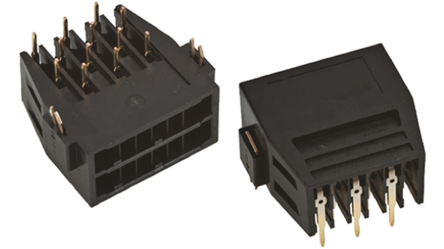 Conector hembra para PCB Hirose serie PX, de 12 vías en 6 filas, paso 3.4 mm, 3.8 mm, 600 V ac, 10A, montaje orificio