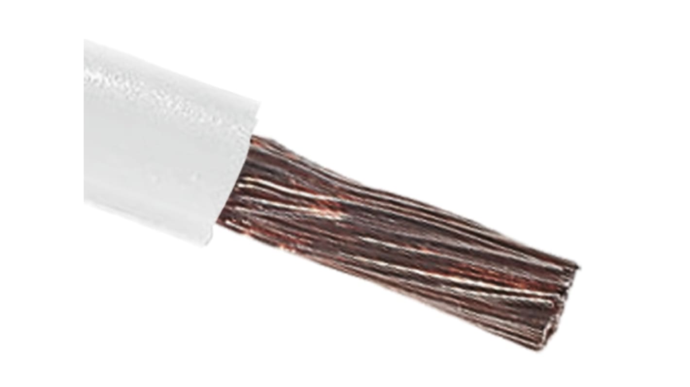 RS PRO Einzeladerleitung 0,5 mm², 22 AWG Weiß PVC isoliert Ø 2.5mm 16/0,19 mm Litzen