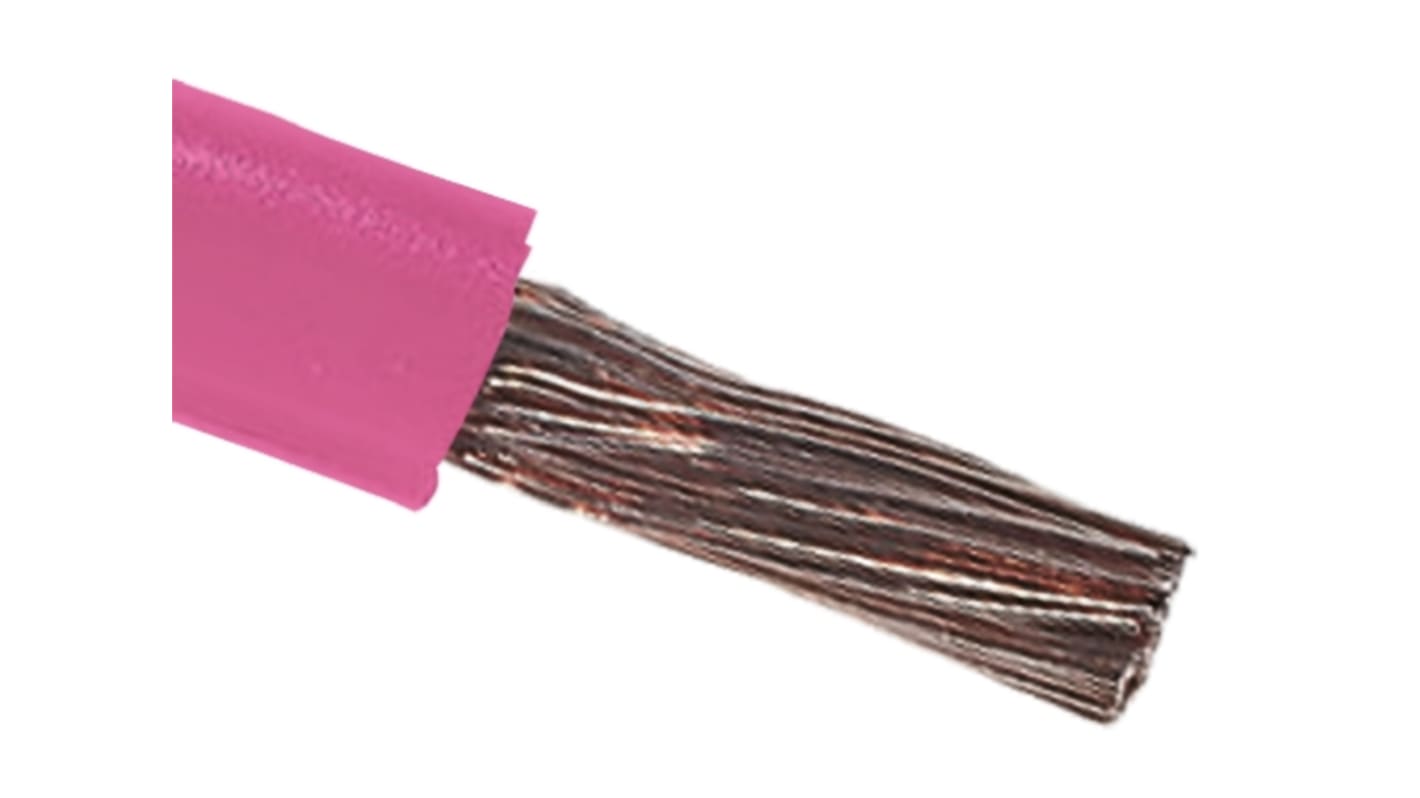 Cable de conexión RS PRO, área transversal 4 mm² Filamentos del Núcleo 56/0,3 mm Rosa, 1 kV, long. 100m, 12 AWG