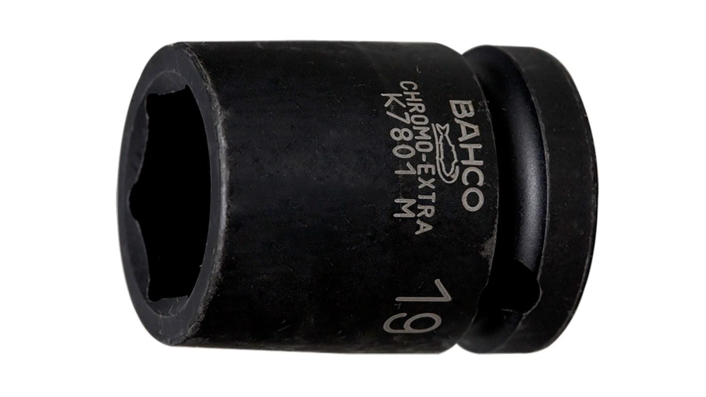 Bahco 24mm, 1/2 in Drive Impact Socket Hexagon, 38 mm length