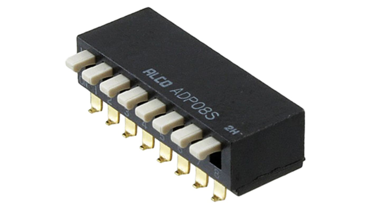 TE Connectivity 4 Way Through Hole DIP Switch SPST, Piano Actuator