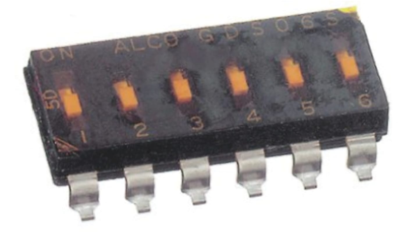 TE Connectivity DIP-Schalter Gleiter 8-stellig 1-poliger Ein-/Ausschalter Kupferlegierung 25 mA @ 24 V dc, bis +100°C