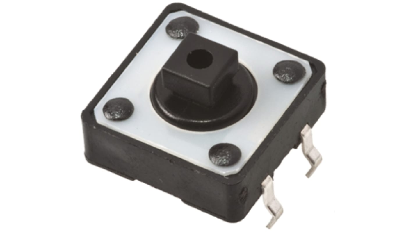 Black Button Tactile Switch, SPST 50 mA @ 24 V dc 3.4mm