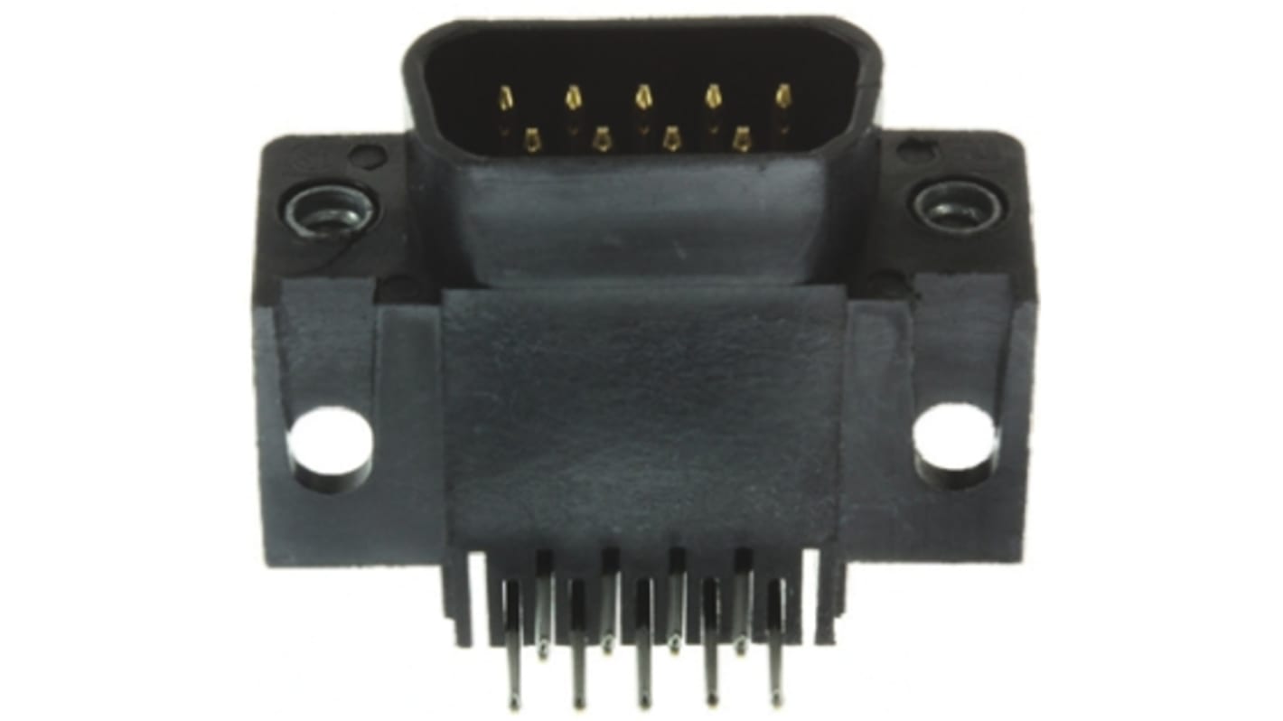 Conector D-sub TE Connectivity, Serie Amplimite HD-20, paso 2.74mm, Ángulo de 90° , Montaje en orificio pasante, Macho,