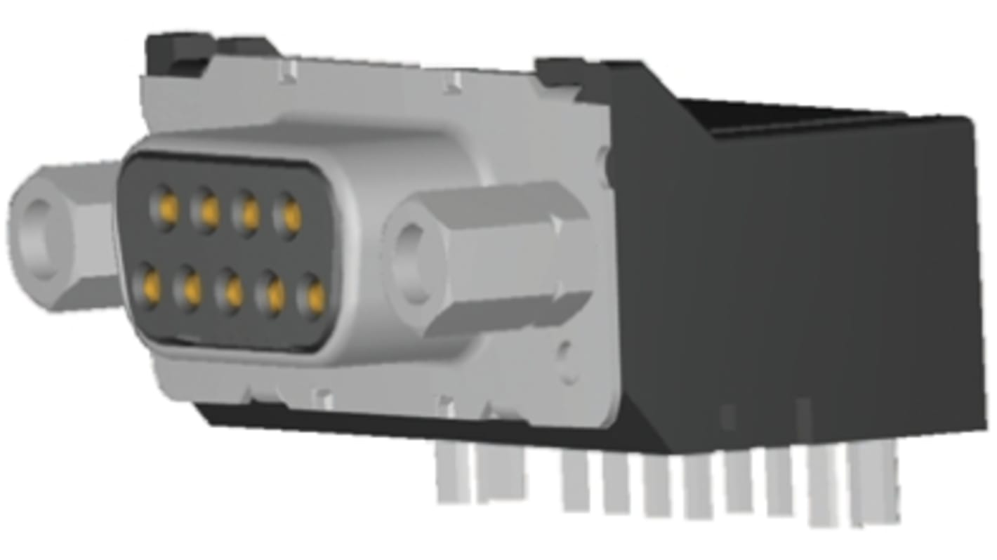 Conector D-sub TE Connectivity, Serie Amplimite HD-20, paso 2.74mm, Ángulo de 90° , Orificio Pasante, Hembra,