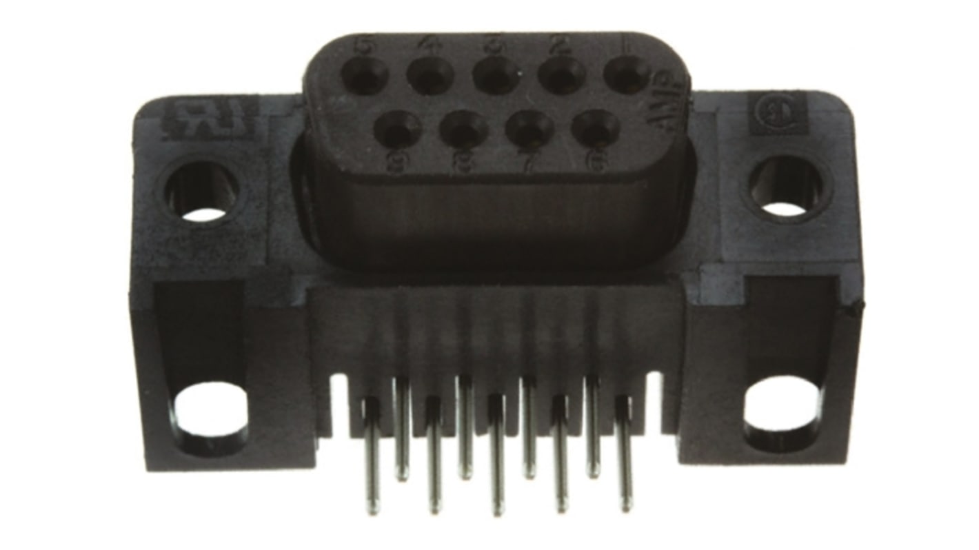 TE Connectivity Amplimite HD-20 9 Way Right Angle Through Hole D-sub Connector Socket, 2.74mm Pitch