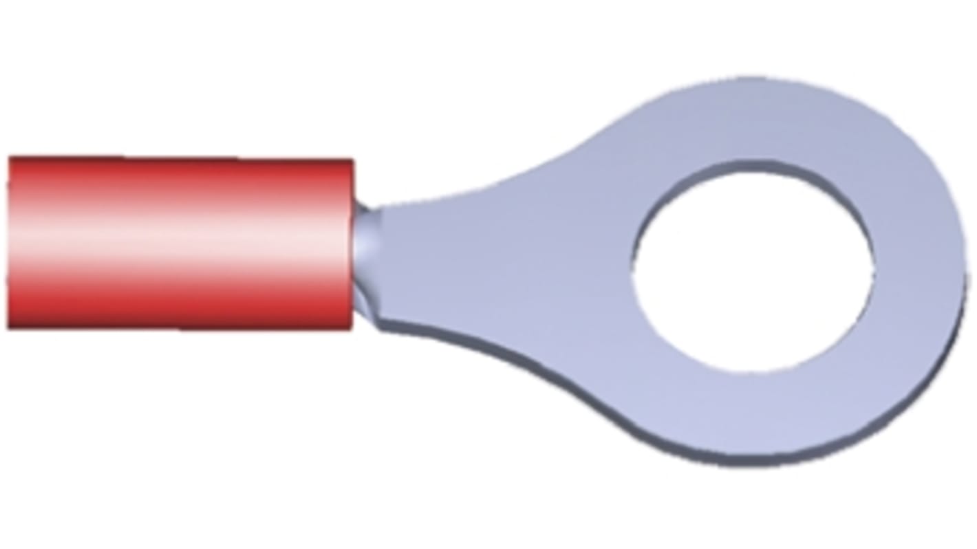 TE Connectivity, PLASTI-GRIP Insulated Ring Terminal, M6 Stud Size, 0.26mm² to 1.65mm² Wire Size, Red