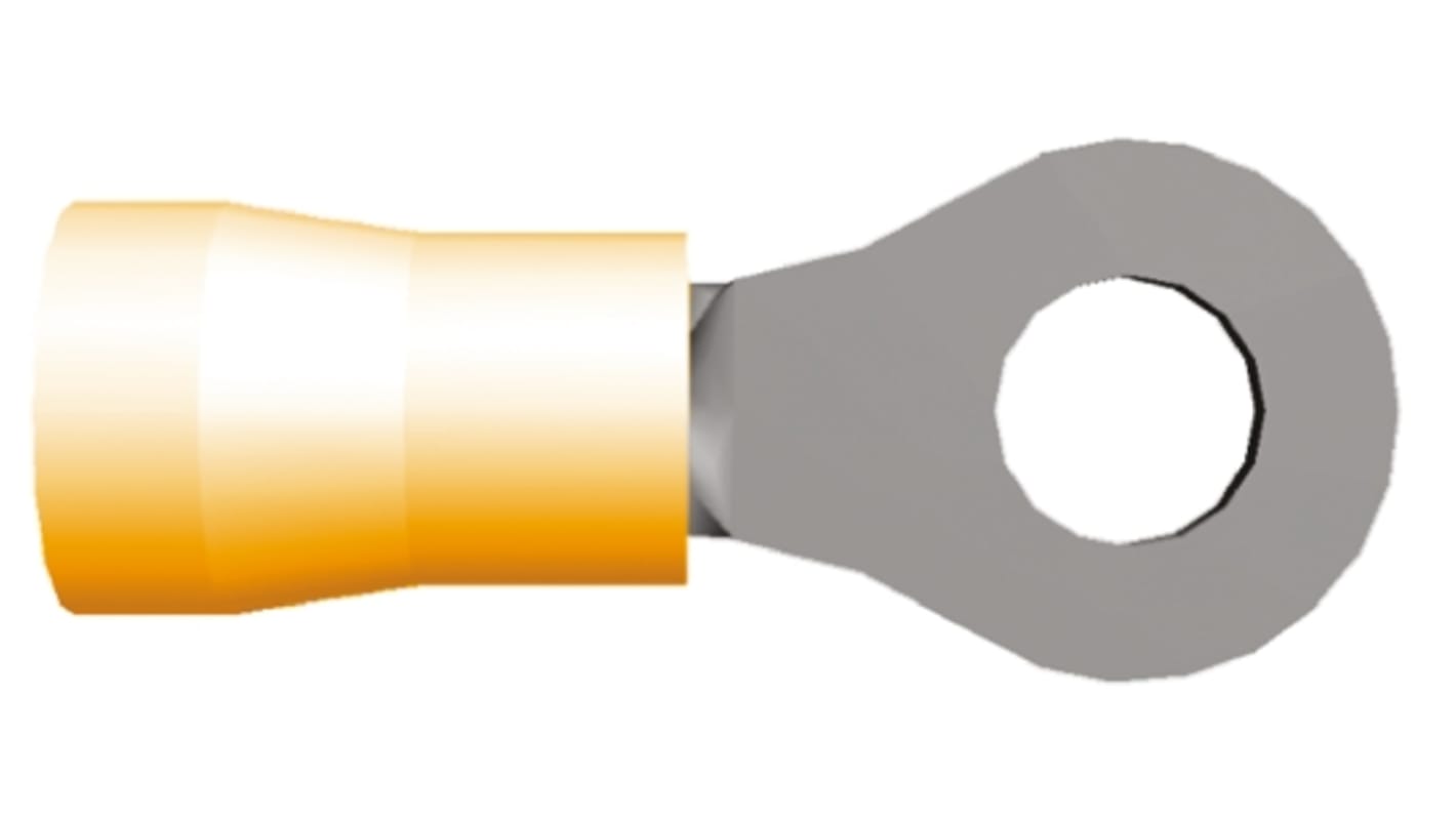 TE Connectivity, PIDG Insulated Ring Terminal, M3.5 Stud Size, 0.8mm² to 1.65mm² Wire Size, Orange