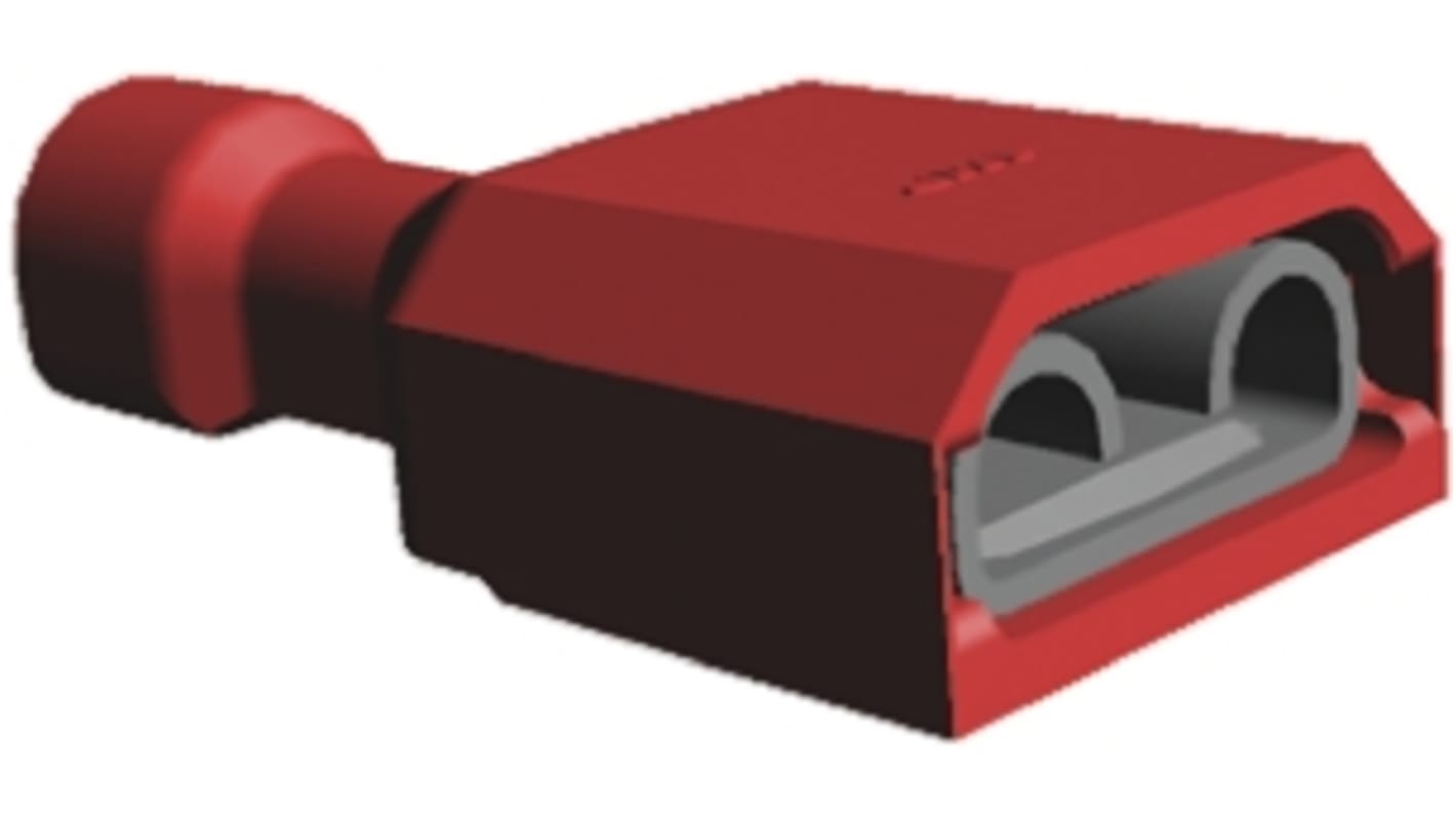 TE Connectivity Ultra-Fast .250 Red Insulated Female Spade Connector, Receptacle, 6.35 x 0.81mm Tab Size, 0.3mm² to