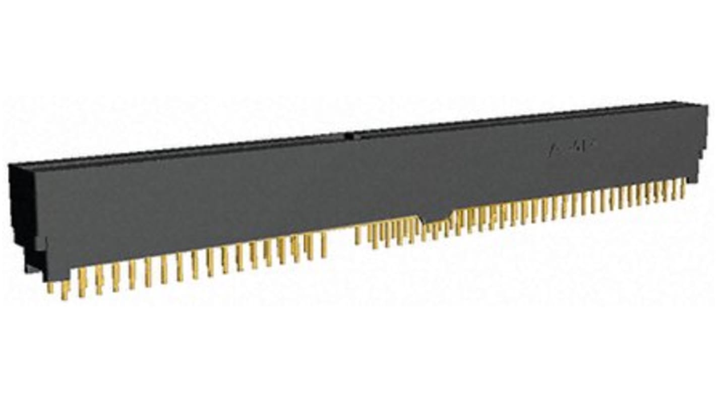 TE Connectivity Female Edge Connector, Through Hole Mount, 104-Contacts, 2.54mm Pitch, 2-Row, Solder Termination