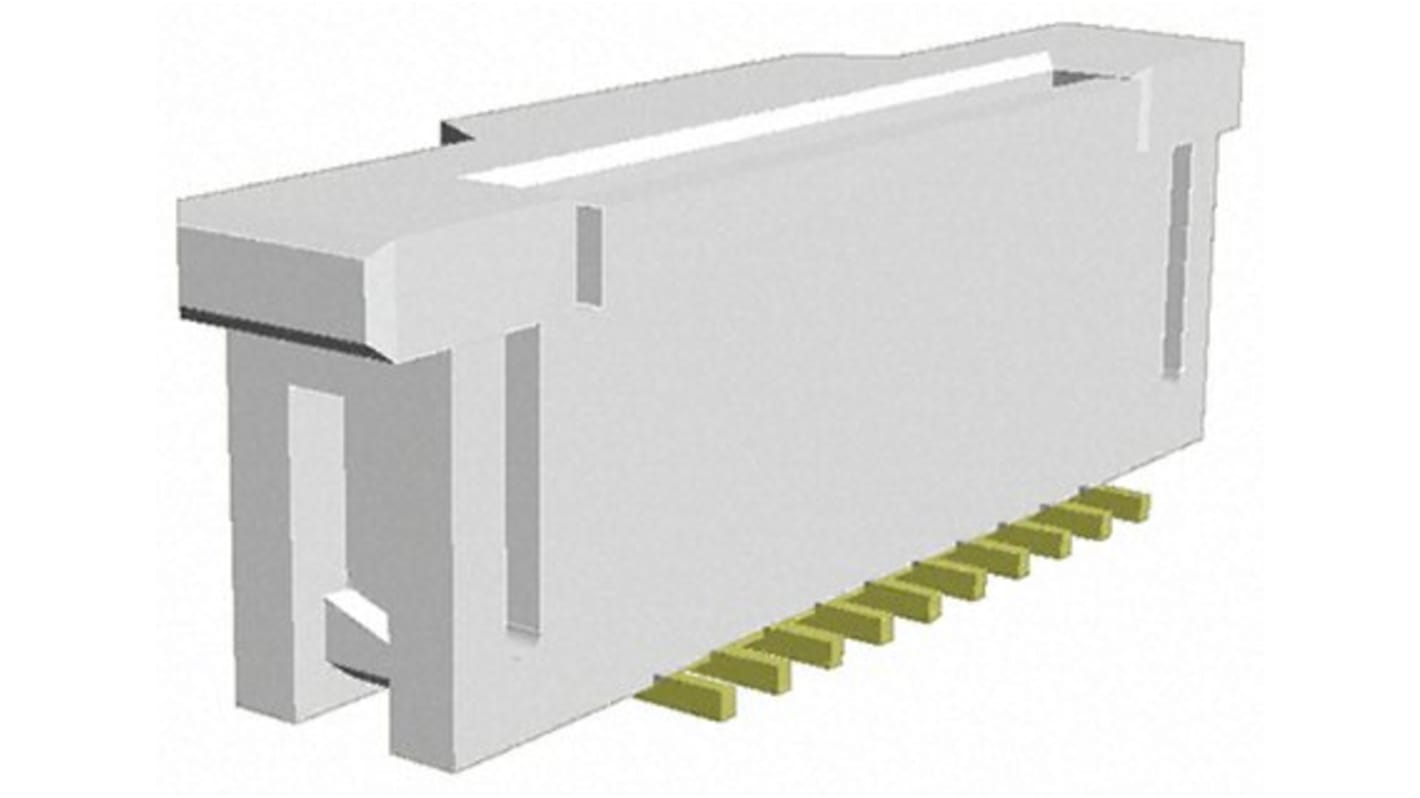 Konektor FPC, řada: FPC, počet kontaktů: 10, počet řad: 2, rozteč: 1mm, orientace těla: Pravý úhel, Povrchová montáž,