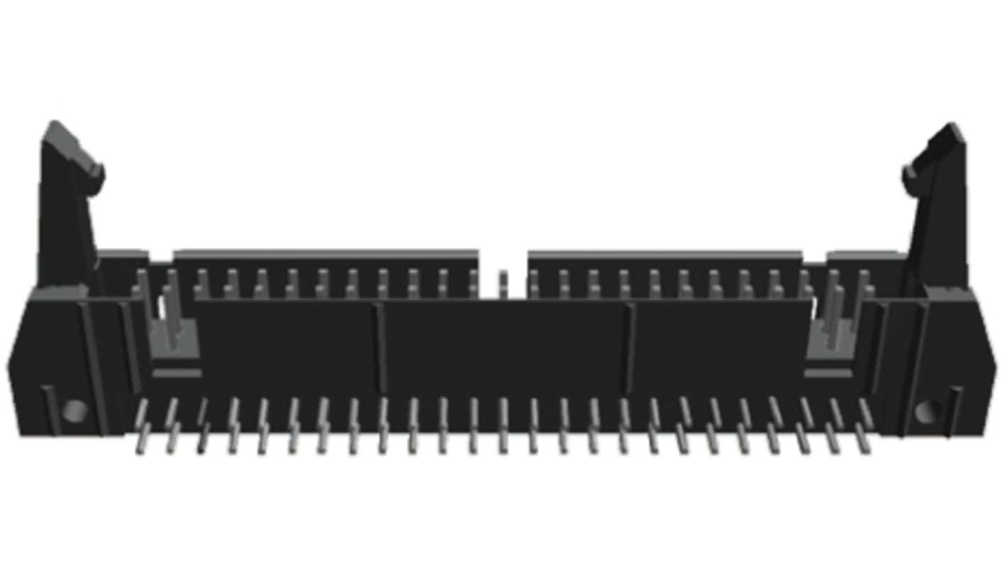 TE Connectivity AMP-LATCH Series Right Angle Through Hole PCB Header, 50 Contact(s), 2.54mm Pitch, 2 Row(s), Shrouded