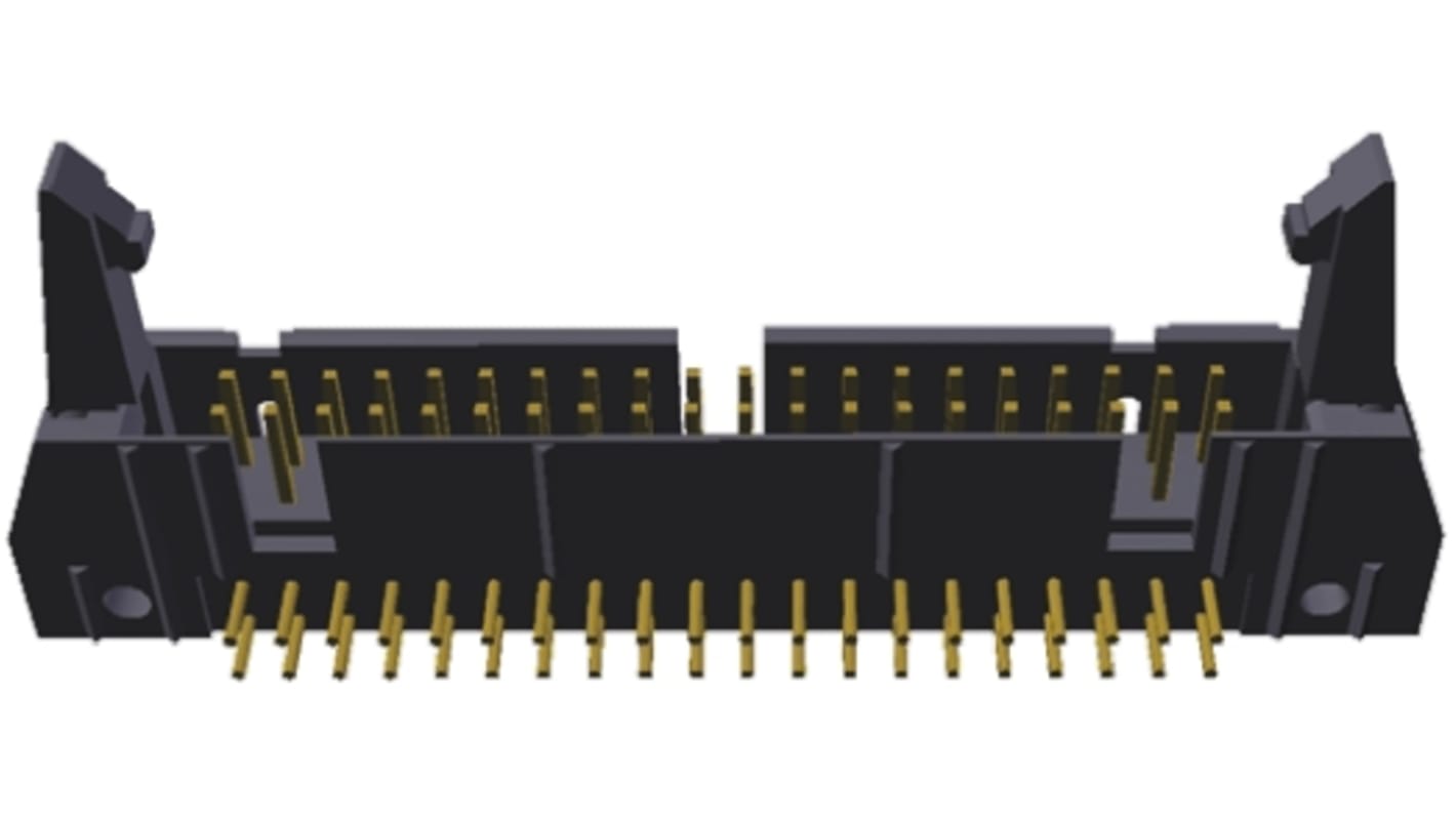 TE Connectivity AMP-LATCH Series Right Angle Through Hole PCB Header, 40 Contact(s), 2.54mm Pitch, 2 Row(s), Shrouded