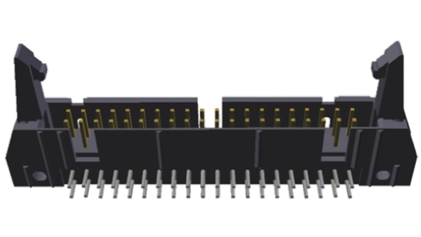 TE Connectivity AMP-LATCH Series Right Angle Through Hole PCB Header, 40 Contact(s), 2.54mm Pitch, 2 Row(s), Shrouded