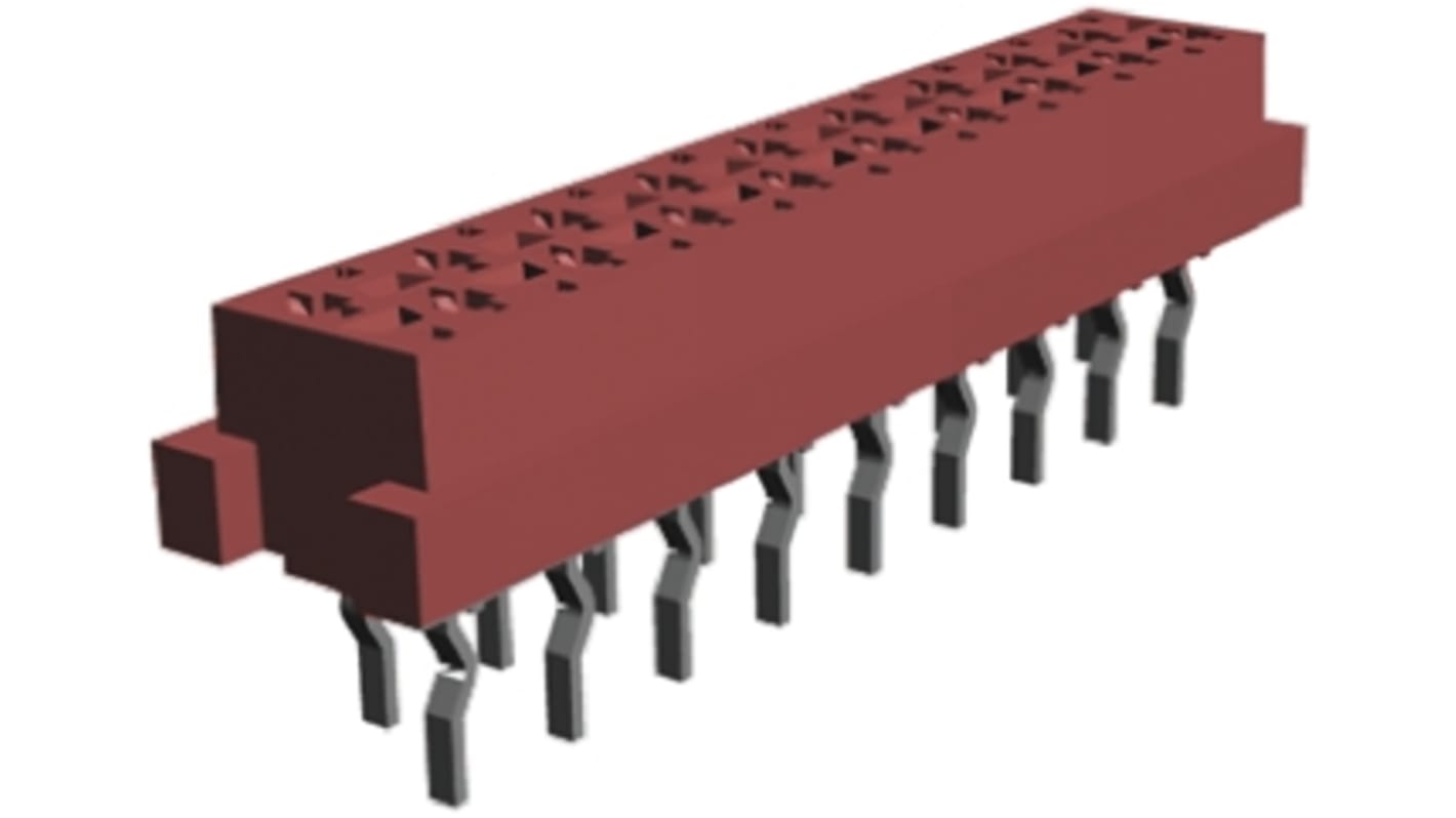 Connecteur femelle pour CI, 18 contacts, 2 rangées, 1.27mm, Traversant, Droit