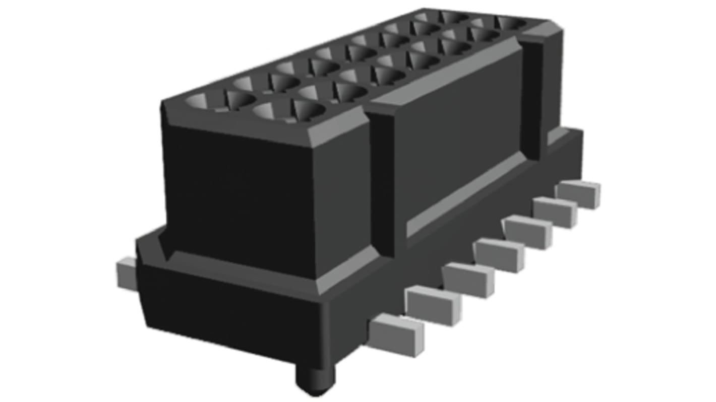 TE Connectivity Straight Surface Mount PCB Socket, 14-Contact, 2-Row, 1.25mm Pitch, Solder Termination