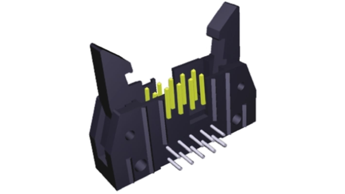 TE Connectivity AMP-LATCH Series Right Angle Through Hole PCB Header, 10 Contact(s), 2.54mm Pitch, 2 Row(s), Shrouded