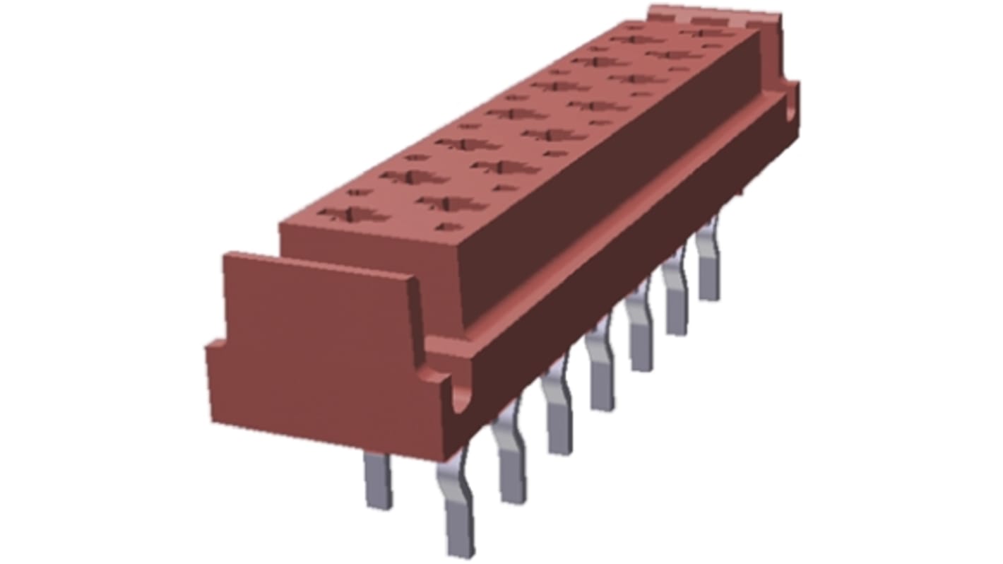 Conector hembra para PCB TE Connectivity serie Micro-MaTch Industrial 1-338068, de 14 vías en 2 filas, paso 1.27mm, 100