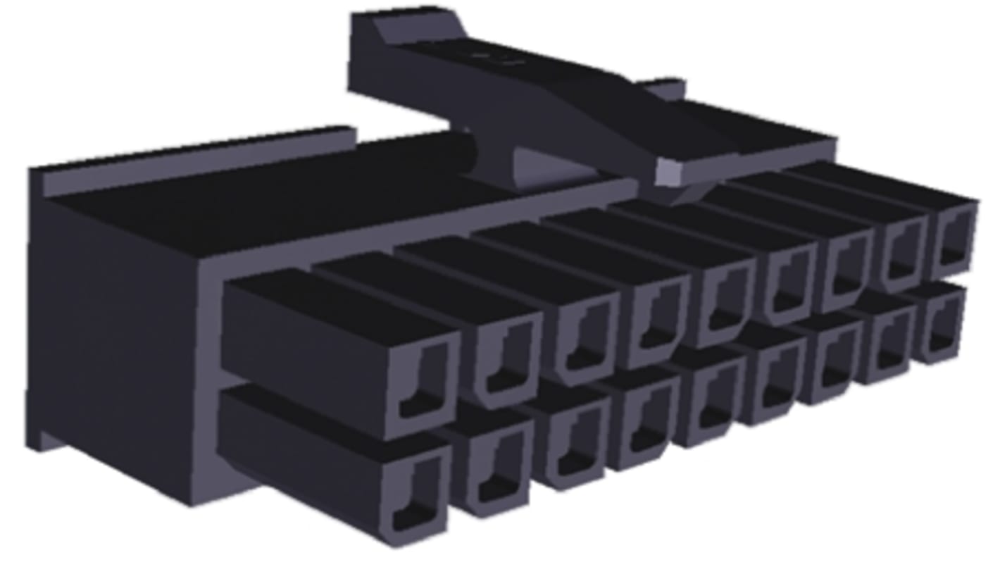 Boitier de connecteur Femelle, 18 contacts sur 2 rangs, pas 3mm, Droit, Montage sur câble, série Micro MATE-N-LOK