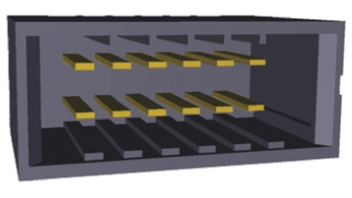 TE Connectivity Dynamic 2000 Series Straight Through Hole PCB Header, 12 Contact(s), 2.5mm Pitch, 2 Row(s), Shrouded