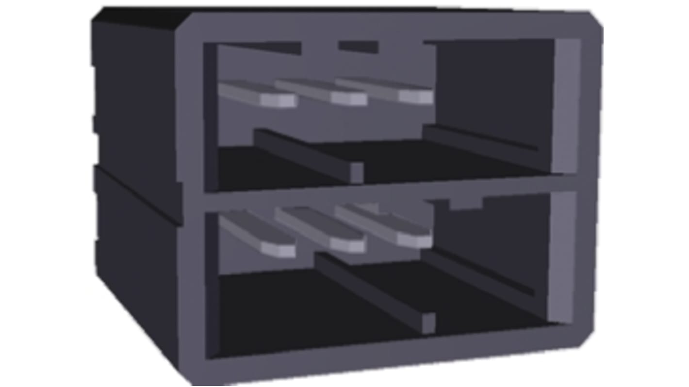 TE Connectivity Dynamic 3000 Series Straight Through Hole PCB Header, 6 Contact(s), 3.81mm Pitch, 2 Row(s), Shrouded